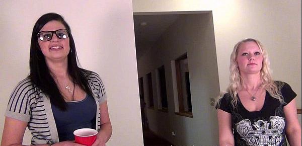  college strip beer pong game with two hot roommates